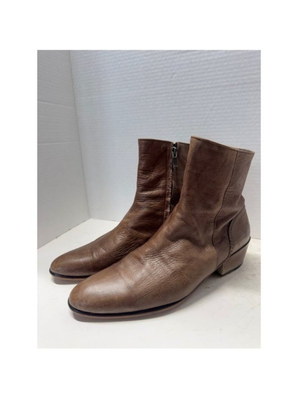 People Versus Custom Collection 2007 Brown Leather Side Zip Ankle Boots 40.5 7.5
